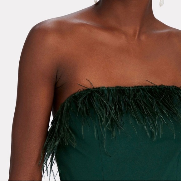 Saylor Lelaina Strapless Feather Trim Jumpsuit Size M Holiday Festive NWT - Picture 3 of 13